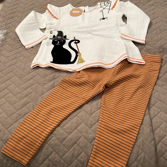 Mud Pie Baby Girl Black Cat Tunic and Legging Set/NWT/12-18M - Picture 2 of 14